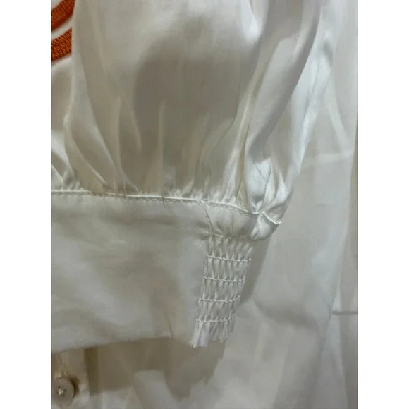 Chicos White Cotton Blend Soutache Embroidered Button Front Blouse Size 4 / 20 - Picture 5 of 7